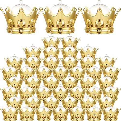 Honeydak 48 Pieces Gold Refillable Crown Candy Boxes with Dome Lid by Honeydak