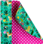 WRAPAHOLIC Jumbo Reversible Jungle Wrapping Paper - Jumbo Roll - 24 Inch x 65.6 Feet - Tigers in the Jungle Wild One Birthday Wrapping Paper for Kids Girls Birthday, Baby Shower - Image 3