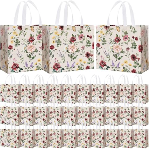 Abbylike 30 Pcs Retro Wildflowers Gift Bags Reusable Tote for Birthday by Abbylike