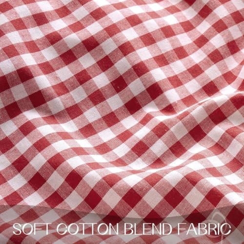 Romanstile Gingham Ruffled Tablecloth Rectangle, 60 x 84 Inch, Red - Image 4