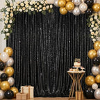 6x8FT Black Curtains Backdrop for Parties, Glitter Sequin Wedding Backdrop - Image 2