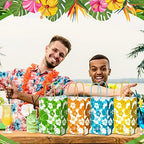 Teling 48 Pcs Hawaiian Party Favor Hibiscus Luau Paper Bags with Handles - Image 5