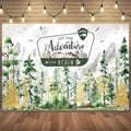Watercolor Gold Glitter Let The Adventure Begin Backdrop Mountain Pine Tree Wilderness Background Bear Badge Woodland Adventure Baby Shower 1st Birthday Party Photography Booth Banner，A：8X6FT by Unknown
