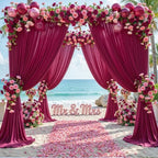 20ft x 10ft Wrinkle Free Burgundy Wedding Backdrop Curtains for Party Bridal Shower Reception Decorations Burgundy Fabric Curtain Backdrops Drapes for Photography Baby Shower Birthday Background - Image 3