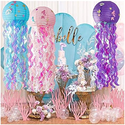 Candlestick Holders Candle Lantern, 未处理 Garden Decor Weathervanes Jellyfish Paper Lantern Under The Sea Party Decor Girl Kid Birthday Party Decoration Baby Shower(Yellow) - Image 5