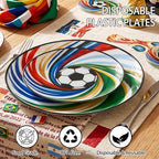 LIYH 60 Pcs World Cup Soccer Plastic Plates - Heavy Duty Disposable Plates for Global Soccer Themed Celebration Party Supplies 10.25" Dinner & 7.5" Dessert Plate - Image 4