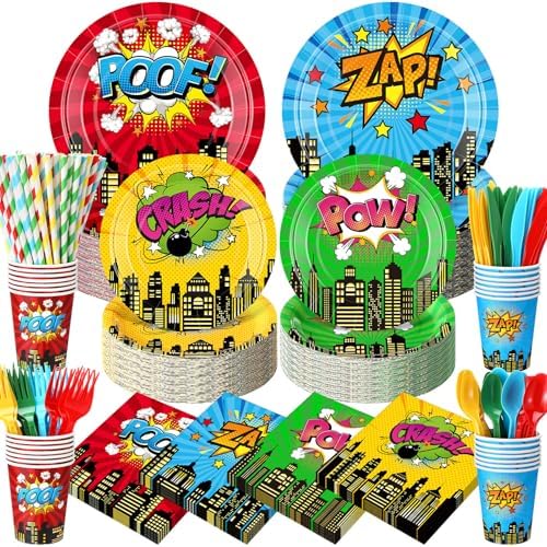 450 Pcs Tableware Set, Serve 50, Colorful, Hero Theme by Unknown