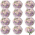 Tigeen 24 Bundles Peonies Artificial Flowers Faux Roses, Purple by Tigeen