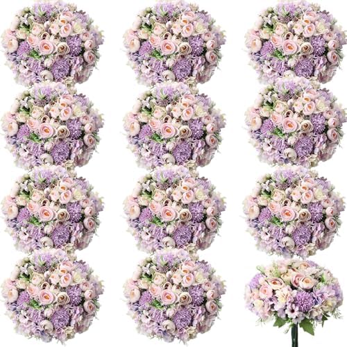 Tigeen 24 Bundles Peonies Artificial Flowers Faux Roses, Purple by Tigeen