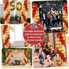 2 Sets Red Gold Balloon Column Stand Kit with 100 Balloons Adjustable Balloon Tower Stand with Bases for Floor Red Gold Confetti Balloon Column Kit for Back to School Birthday Wedding Party Decor - Image 6