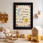 Vintage Framed Colorful Kids Quotes Motivational Wall Art 08x10 inch HOW WONDERFUL LIFE IS NOW YOU'RE IN THE WORLD Poster Cute Moon And Stars Canvas Prints Nursery Classroom Wall Decor - Image 4