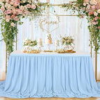9ft Baby Blue Table Skirt Baby Shower Sheer Tablecloth for Rectangle or Round Table Dcoeration Chiffon Table Cloth for Party 2 Layer - Image 2
