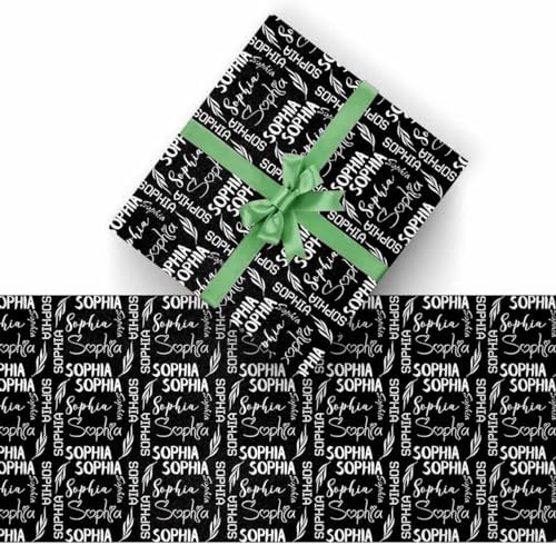 AOFUN Personalized Wrapping Paper with Name/Text Wrapping Papper Designer Wrapping Paper Baby Christmas Wrapping Paper Custom Name Gift 3 Rolls 58" x 23" - Image 2
