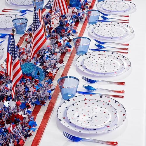 EjonirInjonir 180pcs 4th of July Plastic Plates for Independence Day - Image 6