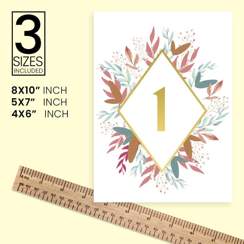Multi Leaf Design Table Number Cards Double Sided Party Table Numbers for Reception Baby Shower Anniversary Birthday Bridal Party 5x7 100 Pcs - Image 4