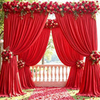 10ft x 15ft Red Wrinkle Free Backdrop Curtains for Wedding Party Backdrops Curtain Drapes Fabric Decorations Photo Back Drop Cloth for Baby Shower Photography Stage Reception - Image 2