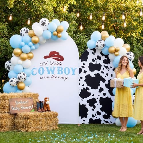Moukeren a Little Cowboy is on The Way Arch Backdrop Cover 6ft and 7.2ft for Western Cowboy Themed Baby Shower Party Gender Reveal Birthday Party Banquet Photo Arches Background Decorations - Image 5