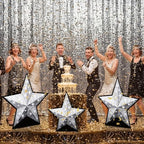 Leinuosen 3 Pcs 25.8" - 31.5" Star Starry Night Movie Night Party Decoration Silver Glitter Star Cardboard Cutout Stand-up Movie Prom Awards Homecoming Wedding Birthday Party Photo Prop Backdrop Decor - Image 5