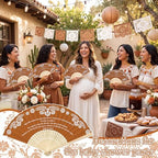 Barydat 24 Sets Cielito Lindo Baby Shower Favors De Barro Paper Hand Fans with Organza Bags Mexican Folding Fans Handheld Home Decor DIY Supplies for Guest Talavera Bridal Baby Shower (Terracotta) - Image 4