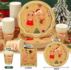 Skylety 200 Pcs Christmas Party Supplies Paper Plate, Serve 50, Gingerbread - Image 5