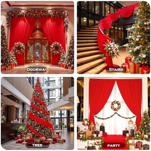 50ft×15ft Red Backdrop Curtain for Wedding Parties - Image 3