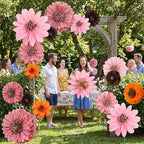 ForraFun 36 Pcs Boho Giant Paper Flowers Decoration for Wall Sizes 10" to 24'' Tissue Paper Pom Poms in 5 Flowers Wall Mexican Backdrop Decor for Birthday Wedding Baby Shower Bridal Shower Party - Image 3
