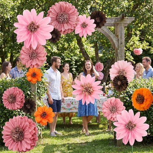 ForraFun 36 Pcs Boho Giant Paper Flowers Decoration for Wall Sizes 10" to 24'' Tissue Paper Pom Poms in 5 Flowers Wall Mexican Backdrop Decor for Birthday Wedding Baby Shower Bridal Shower Party - Image 3