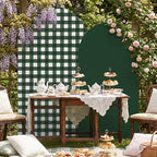 Tegeme 2 Set Gingham Arch Backdrop Cover 7.2ft 6.6ft Arch Cover, Dark Green - Image 4