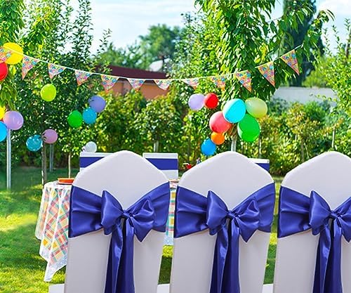 Royal Blue Satin Chair Sashes 50 Pack, Blue Chair Ribbons for Wedding Decor - Image 3