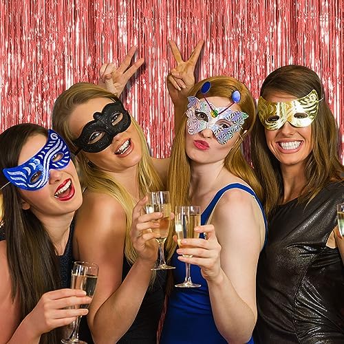 20 Pack Rose Gold Fringe Curtain Backdrop Birthday Bachelorette Party Decorations Metallic Tinsel Streamers Foil Backdrop Christmas Graduation Wedding New Year Party Decorations - Image 4