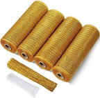 Funtery 4 Rolls 40 Yard Christmas Deco Mesh Decorative, Gold by Funtery