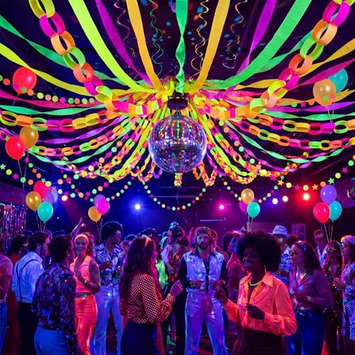 Taobary Neon Party Decorations 600 Sheet Paper Chain for Birthday - Image 2