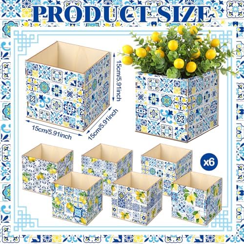 Amyhill 6 Pcs Summer Capri Lemon Table Centerpiece Tile Box - Image 3