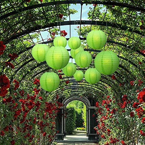 Quasimoon PaperLanternStore.com Ultimate 20-Piece Grass Green Paper Lantern Party Pack - Assorted Sizes of 6, 8, 10, 12 Inch (5 Round Lanterns Each) for Weddings, Birthday, Events and Decor - Image 4