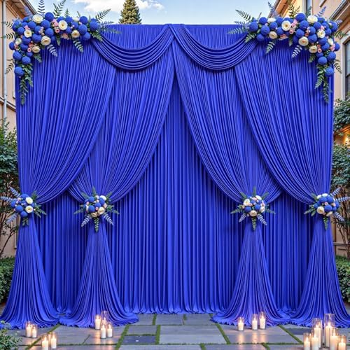 40ftx10ft Wrinkle Free Royal Blue Backdrop Curtain - 10 Feet Photography Backdrop Drapes, Silky Polyester Back Drop Cloth for Wedding Baby Shower Balloon Arch Background by Unknown