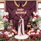 50x14ft Burgundy Backdrop Curtains for Wedding Party, 10 Panels 14 ft Long Back Drop Cloth, Wrinkle-Free Polyester Drapes for Birthday, Baby Shower, Stage Photography Background - Image 2