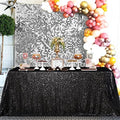 Seamless Sequin Tablecloth 90x132 Inch Black Rectangular Halloween Decor by QueenDream