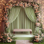 ESGOTBME 30x10ft Wrinkle Free Sage Green Backdrop Curtain for Parties Soft Fabric Drapes Wedding Curtain Backdrop for Birthday Party Decorations Background for Photography 5x10ft, 6 Panels - Image 7