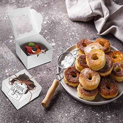 KPOSIYA 120pcs Small Cookie Boxes with Window, 4x4x2.5 Silver Bakery Box - Image 2