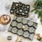 WRAPAHOLIC 30 Inch Christmas Wrapping Paper Roll - Jumbo Roll Black Gold Christmas Sleigh Holiday Design with Metallic Foil Shine - 4 Rolls - 30 Inch x 120 Inch Per Roll - Image 5