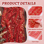 Shihanee 12 Pcs Red Gold Gauze Table Runners Sheer Cheesecloth Runner - Image 5