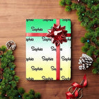 Personalized Gradient Green White & Yellow Wrapping Paper with Logo, Custom Name Gift Wrapping Paper Roll with Text for Friend Grandma Grandpa Birthday Wedding Christmas Gifts 58x23 5 Rolls - Image 4