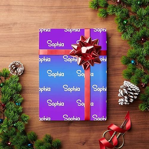 MyPupSocks Custom Birthday Gift Wrapping Paper, Personalized Gradient Purple And Blue Gift Wrap Paper with Logo Funny Wrapping Paper Roll for Men Women Boys Girls Christmas Memorial 58x23 3 Rolls - Image 4