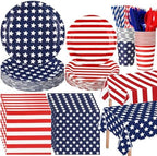 Funnymoom 218 Pcs Patriotic American Flag Party Decorations Plates Serve 24 by Funnymoom