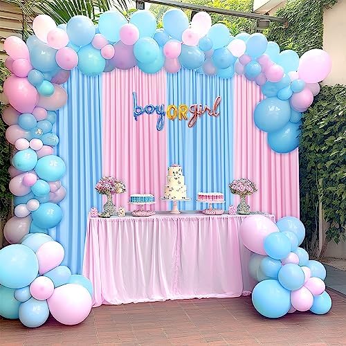 20ft x 10ft Wrinkle Free Baby Blue Backdrop Curtain for Boy Birthday Party,4 Panels 5×10ft Soft Silky Polyester Blue Photo Backdrop Drapes for Baby Shower Gender Reveal Wedding Photography - Image 3