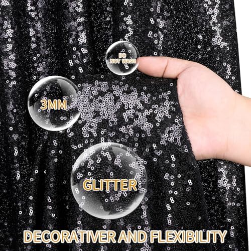Sequin Backdrop 6x8FT Black Halloween Background Glitter Sequin Fabric - Image 2