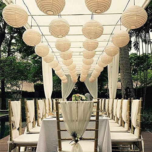 HAUSPROFI 12Pcs White Paper Lanterns with LED Lights Chinese Lanterns Decor - Image 6