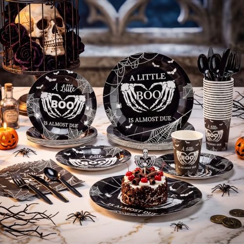 200 Pcs A Little Boo Is Almost Due Tableware Set Serves 25 - Image 5