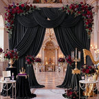 60x14ft Black Backdrop Curtains for Wedding Party, 12 Panels 14 ft Long Back Drop Cloth, Wrinkle-Free Polyester Drapes for Birthday, Baby Shower, Stage Photography Background by Gogoparti