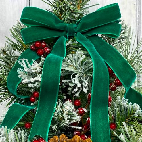 Morex Ribbon Nylon, 1 1/2 inches by 11 Yards, Emerald, Item 01240/10-456 Nylvalour Velvet Ribbon, 1 1/2" x 11 yd, - Image 2
